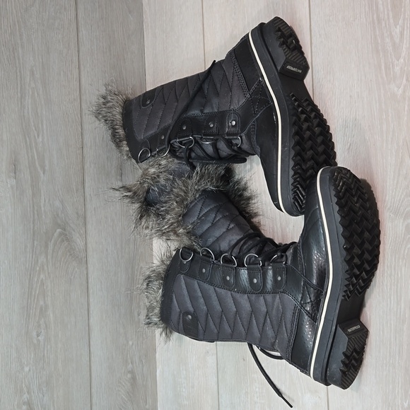 Sorel Women Tall Leather Tofino II Fur Faux Rubber Saltwater boots shoes sz 6 - Picture 9 of 14